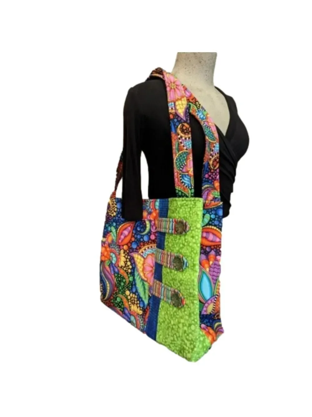 Psychedelic handmade colorful shoulder bag - CA
